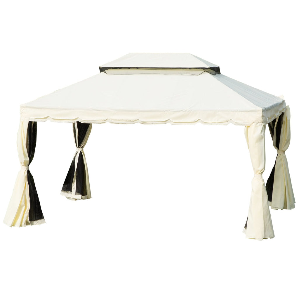 EASYCOMFORT Gazebo with Double Roof, Mosquito Nets, Tents, Cream White 3x4m