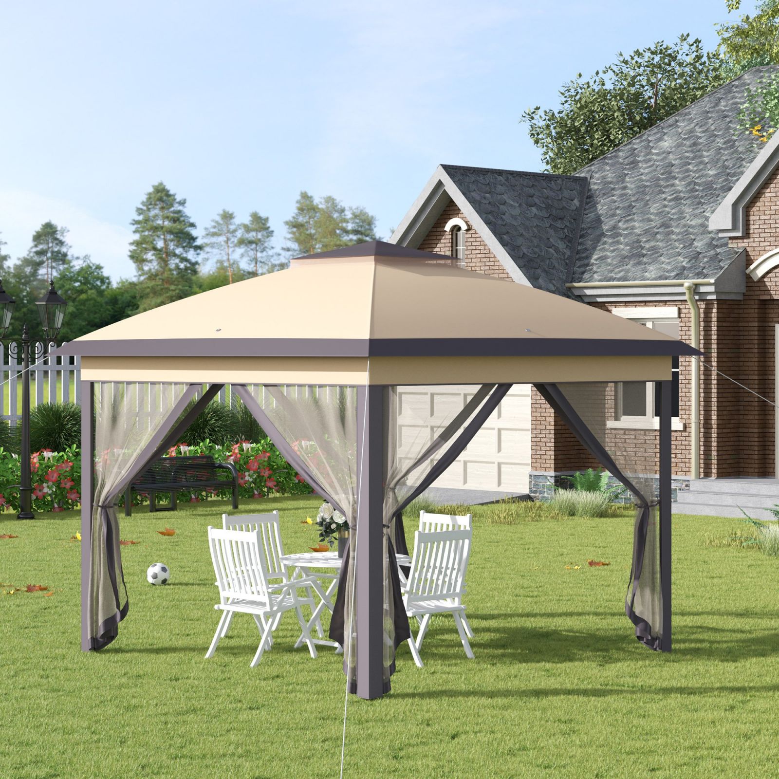 EasyComfort inklapbare tuin-gazebo 330x330x288 cm met klamboe