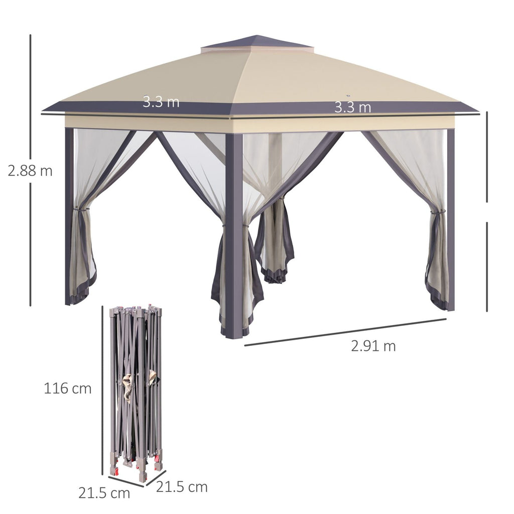 EasyComfort inklapbare tuin-gazebo 330x330x288 cm met klamboe