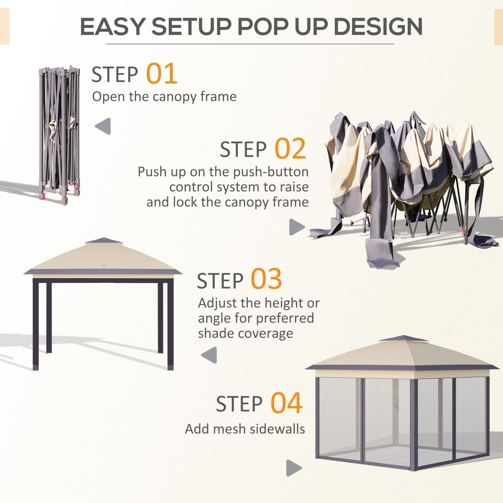 EasyComfort inklapbare tuin-gazebo 330x330x288 cm met klamboe