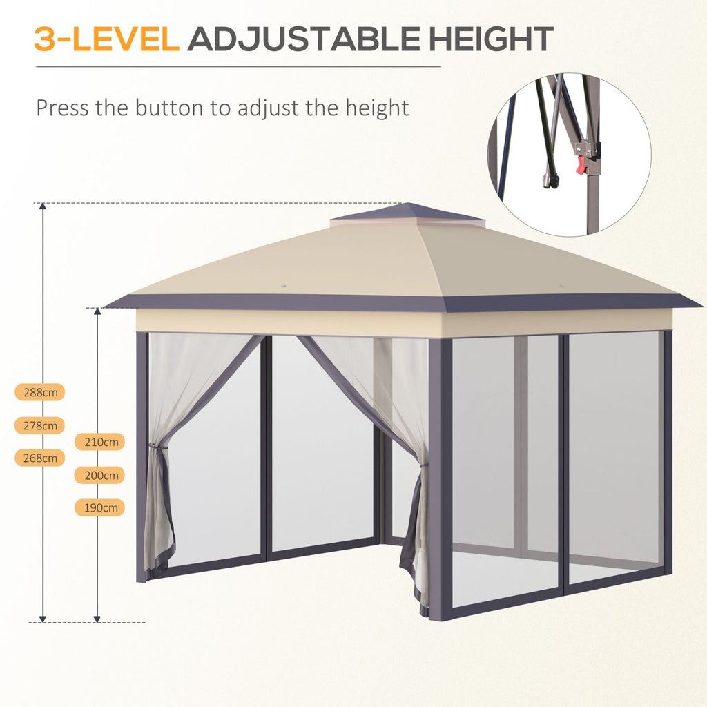 EasyComfort inklapbare tuin-gazebo 330x330x288 cm met klamboe