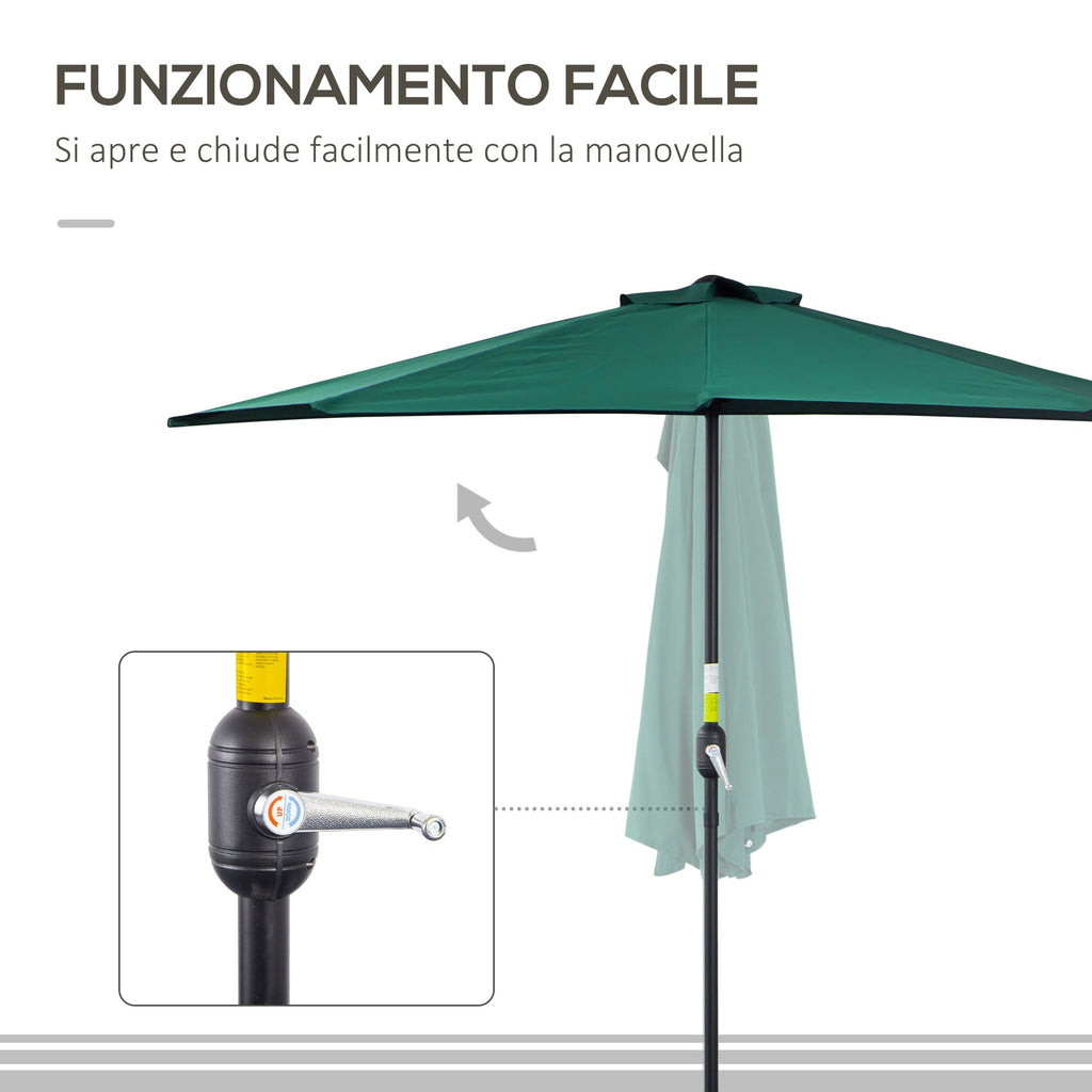 EASYCOMFORT Semicircular Umbrella Waterproof UV Protection Green 269 x 138 x 236cm