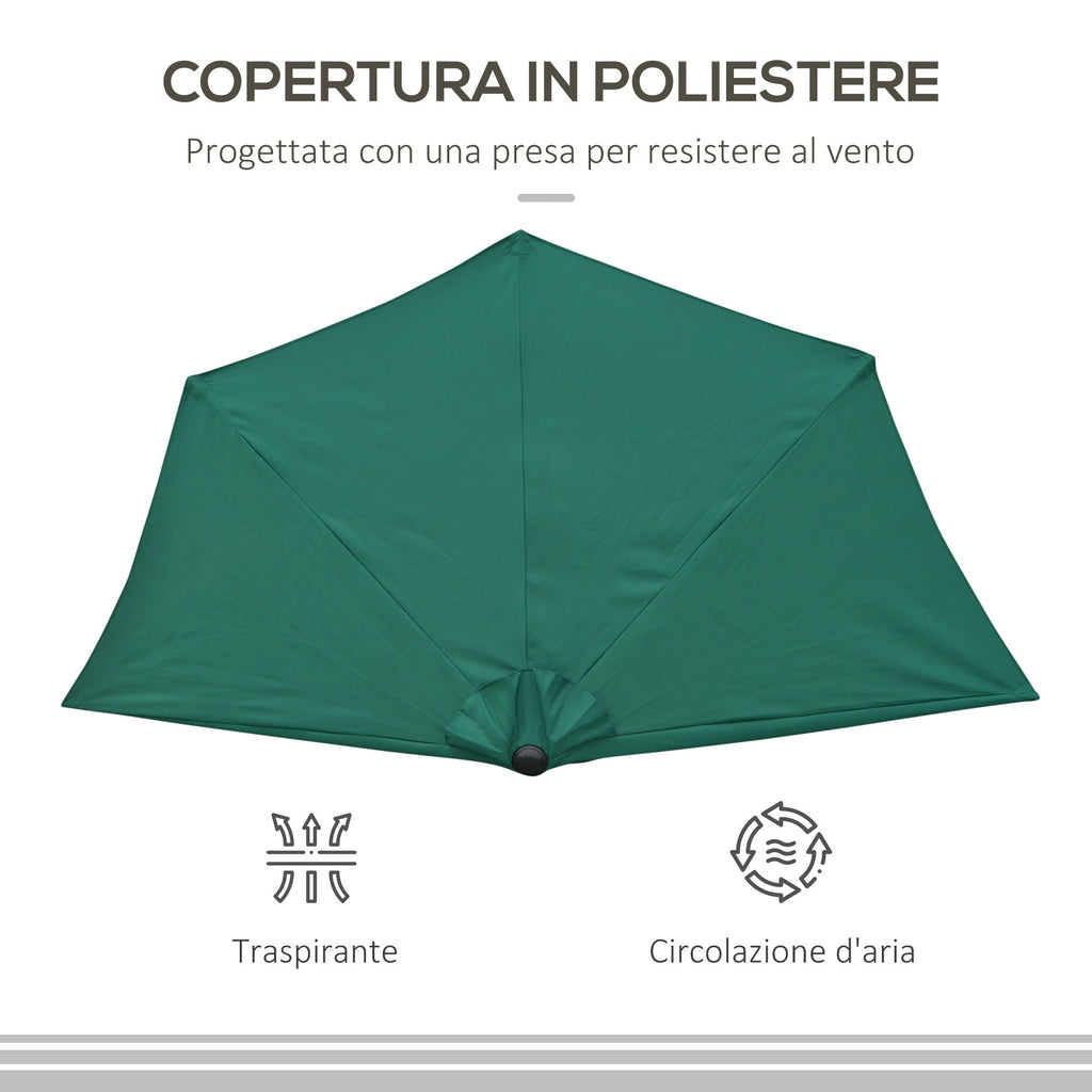 EASYCOMFORT Semicircular Umbrella Waterproof UV Protection Green 269 x 138 x 236cm