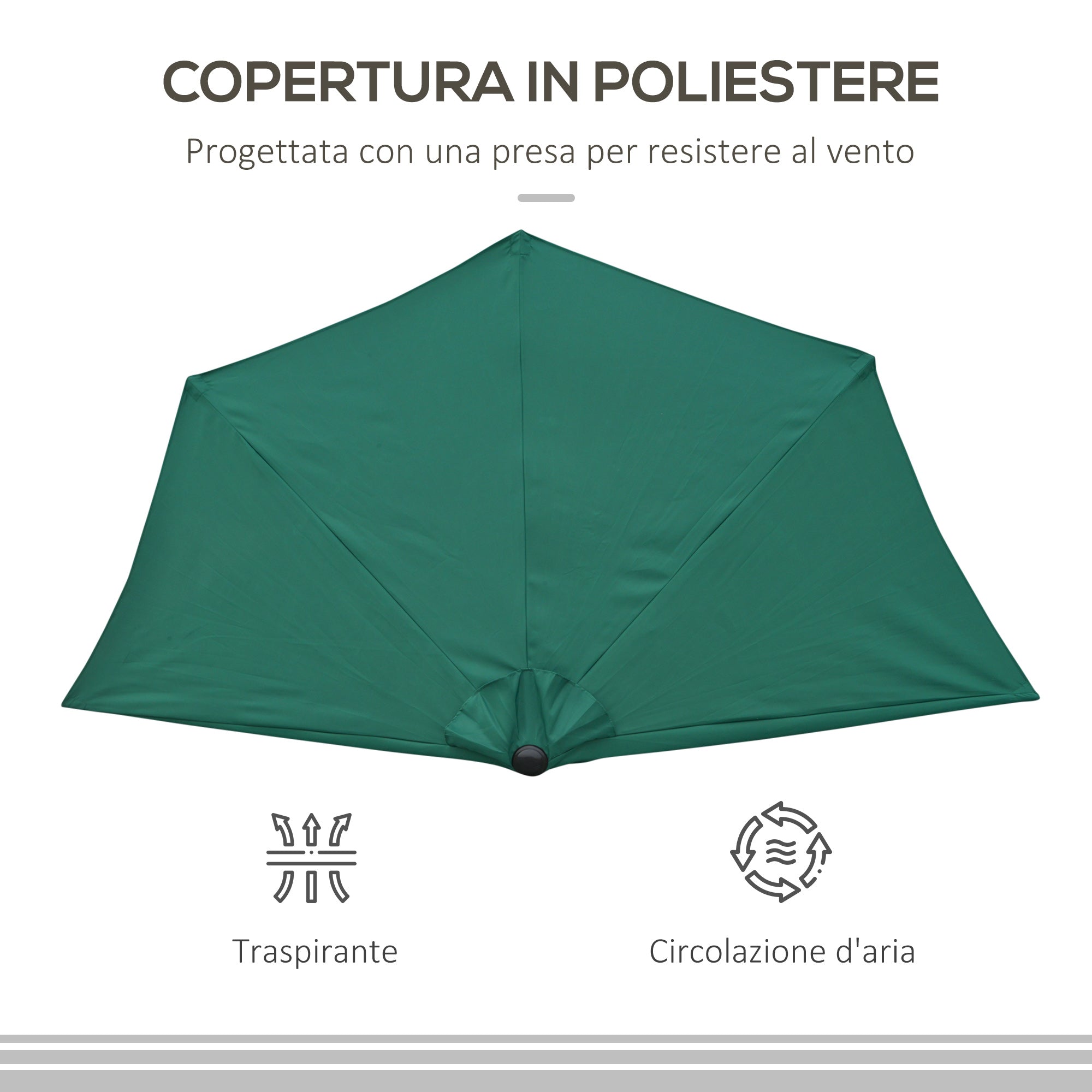 EASYCOMFORT Semicircular Umbrella Waterproof UV Protection Green 269 x 138 x 236cm