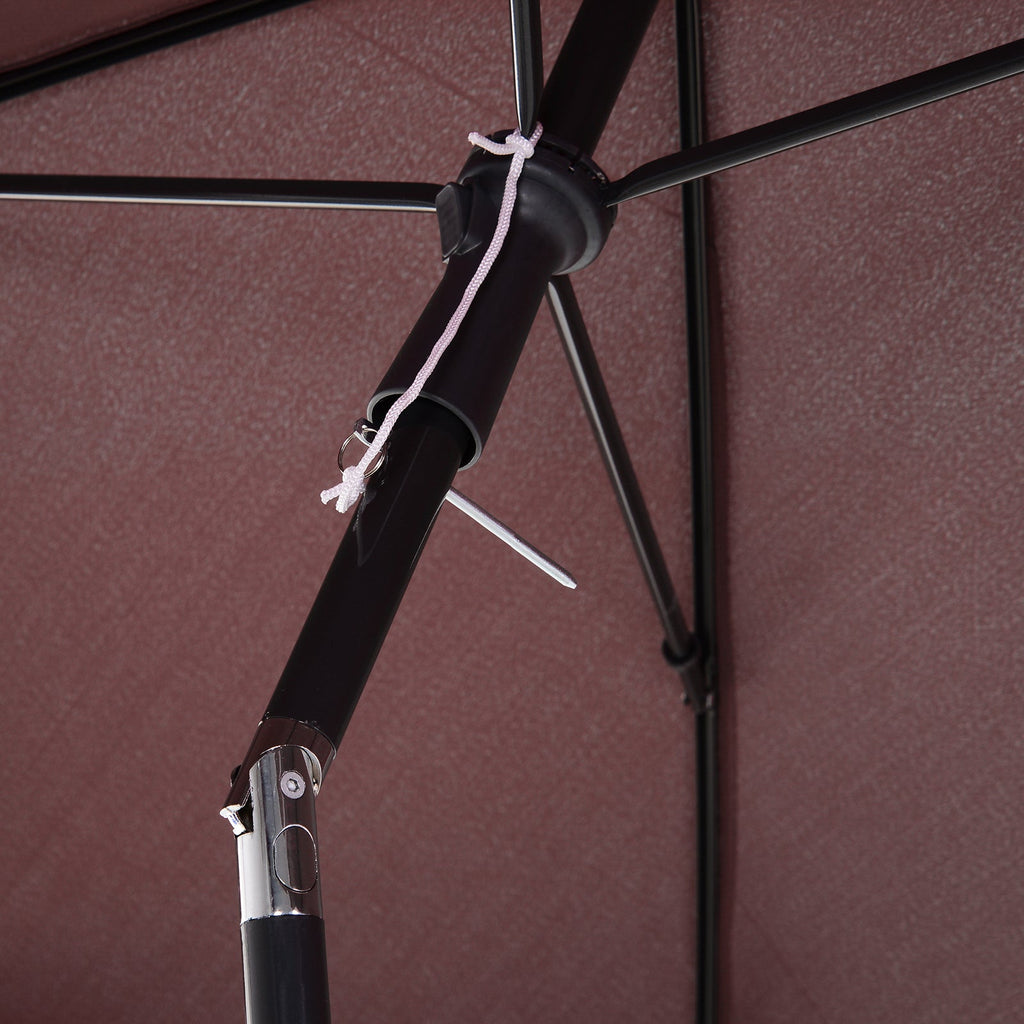 EASYCOMFORT Rectangular and Adjustable Garden Umbrella with Aluminum Pole, 2x1.3x2.5 m, Brown and Black