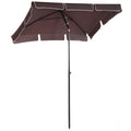 EASYCOMFORT Rectangular and Adjustable Garden Umbrella with Aluminum Pole, 2x1.3x2.5 m, Brown and Black