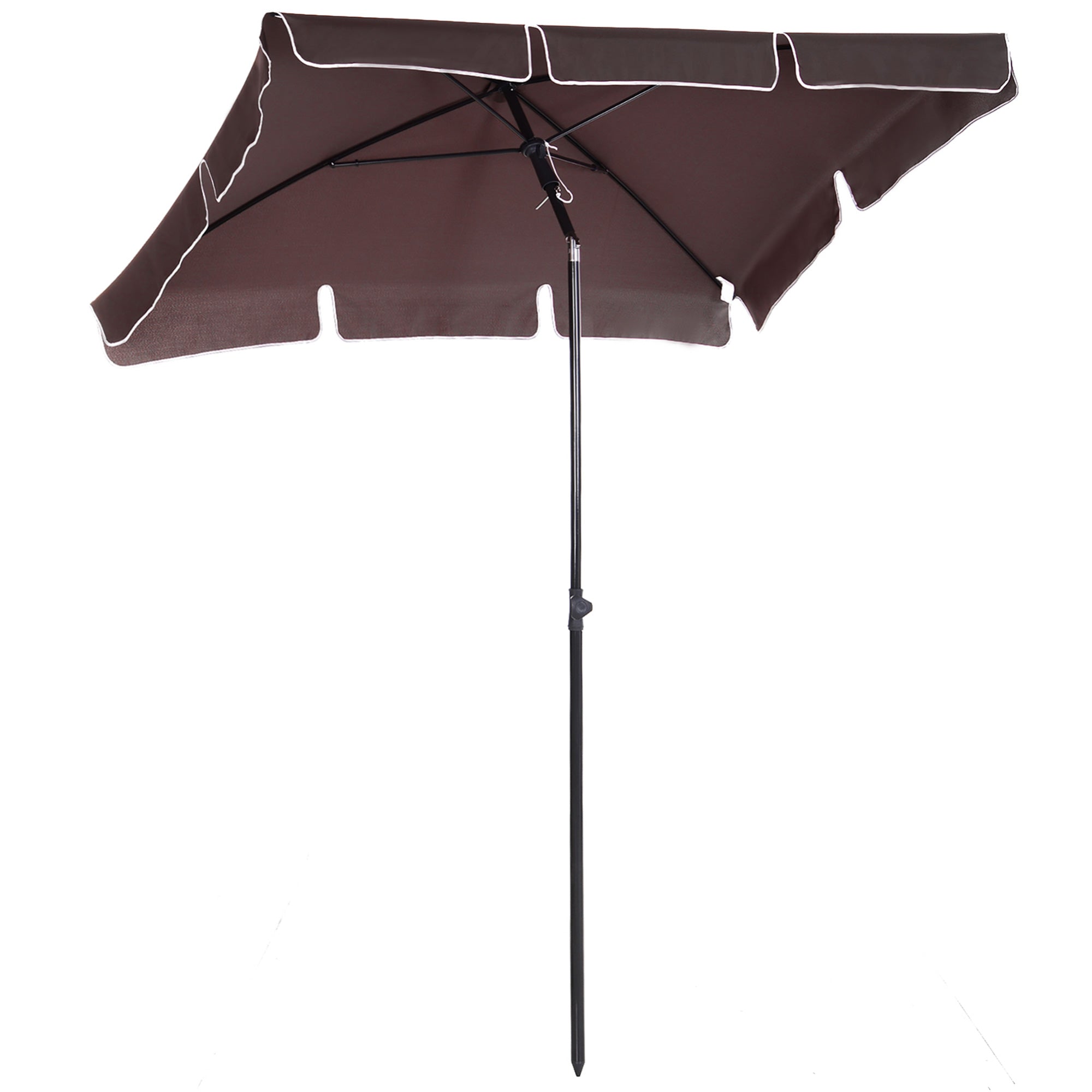 EASYCOMFORT Rectangular and Adjustable Garden Umbrella with Aluminum Pole, 2x1.3x2.5 m, Brown and Black