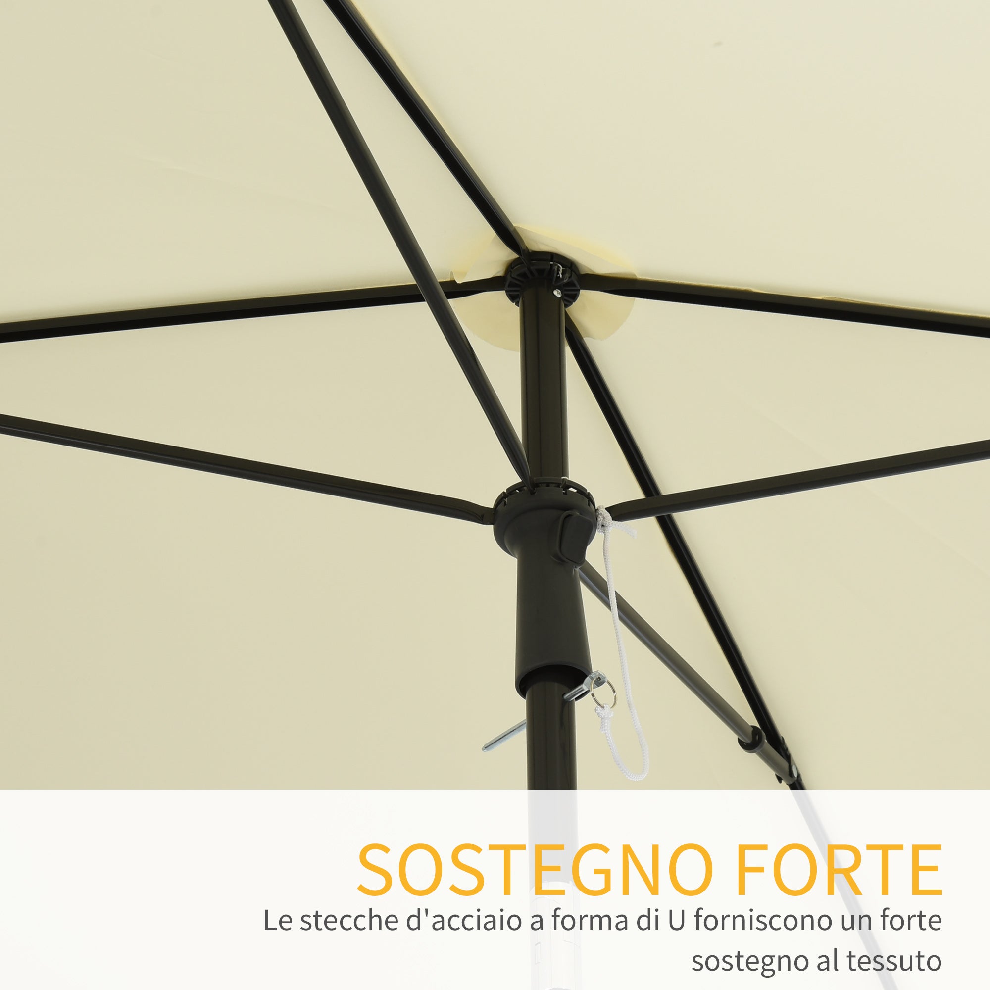 EASYCOMFORT Rectangular Garden Umbrella 2x1.3 m with Adjustable Inclination and Aluminum Pole, Beige and Black