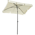 EASYCOMFORT Rectangular Garden Umbrella 2x1.3 m with Adjustable Inclination and Aluminum Pole, Beige and Black
