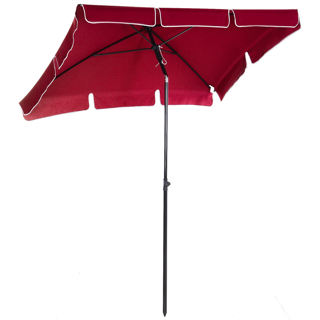 EASYCOMFORT Rectangular Garden Umbrella 2x2.4 m with Adjustable Inclination, Red and Black