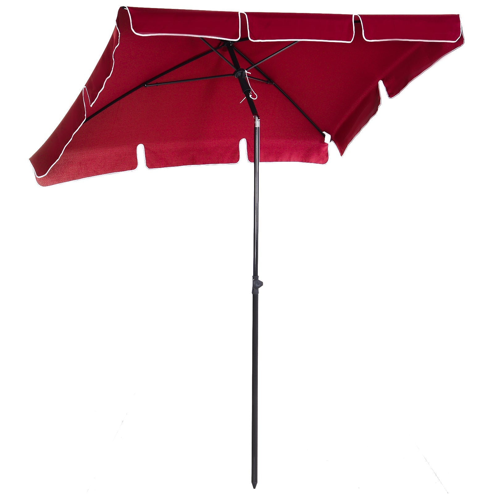 EASYCOMFORT Rectangular Garden Umbrella 2x2.4 m with Adjustable Inclination, Red and Black