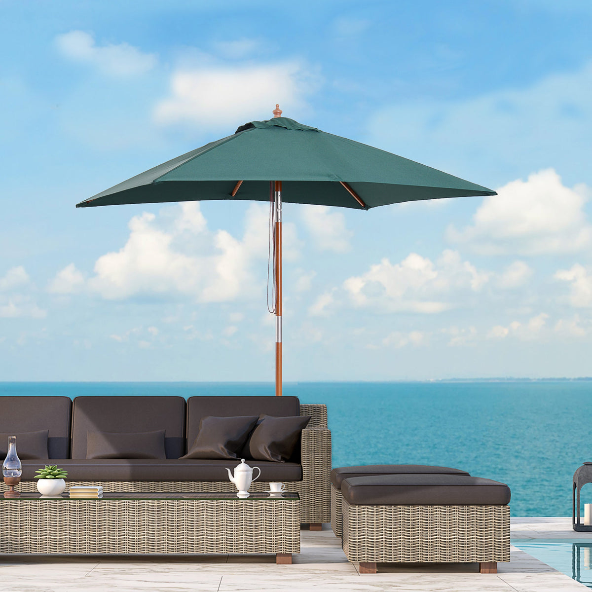 EasyComfort parasol 2 x 1,5 m kantelbaar, 6 baleinen – groen