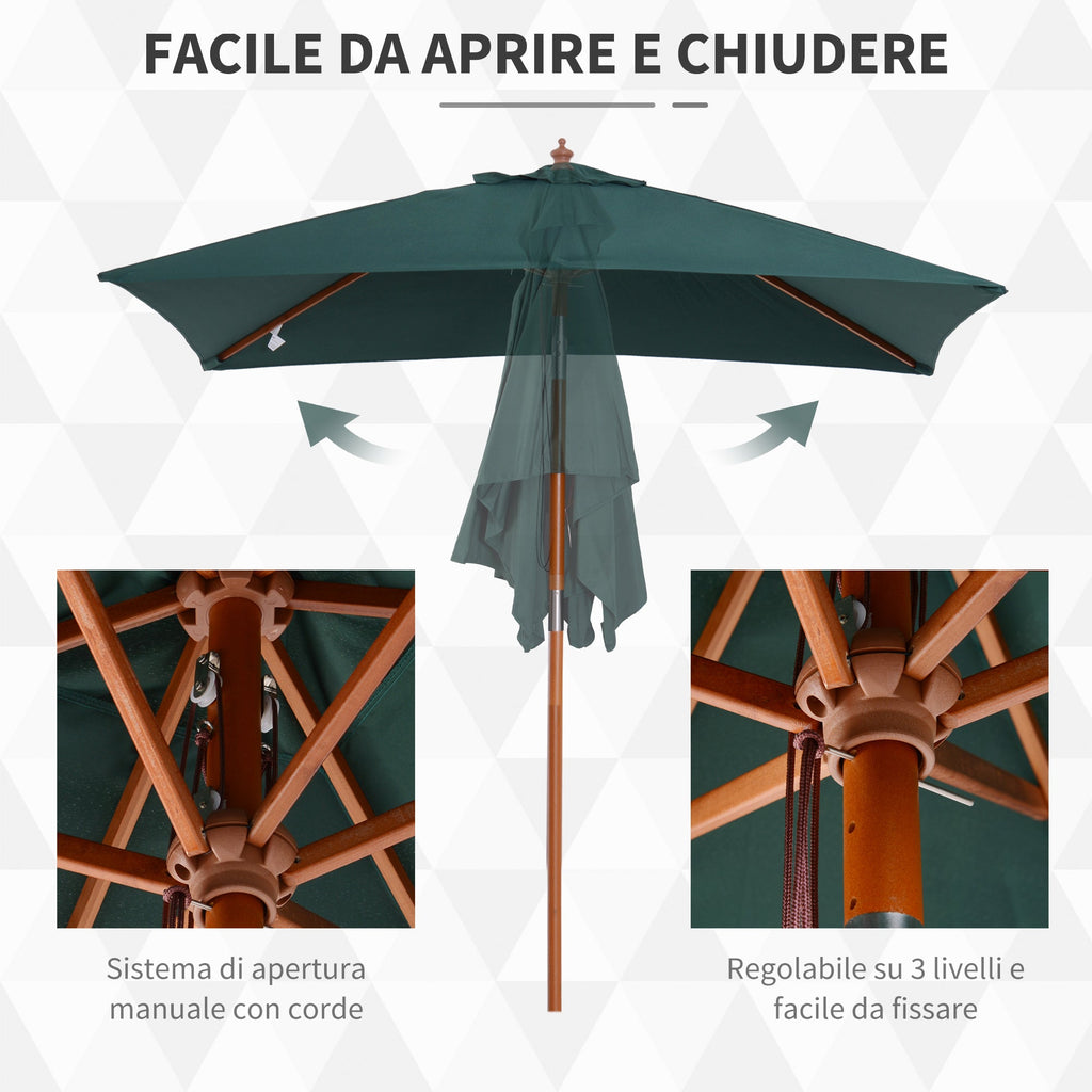 EasyComfort parasol 2 x 1,5 m kantelbaar, 6 baleinen – groen