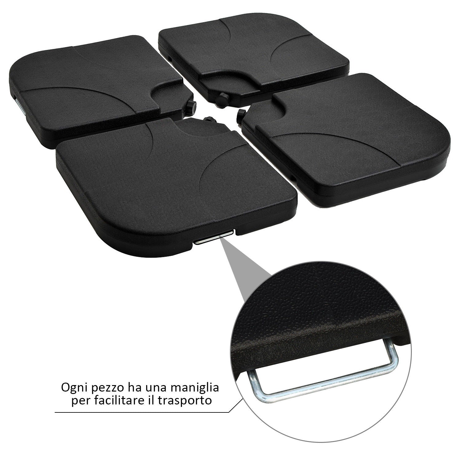 EASYCOMFORT Set 4 parasolvoeten HDPE 15L (50×50×7,5 cm)