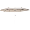 EASYCOMFORT Double Garden and Outdoor Parasol Umbrella in Fabric and Polyester, 4.55 x 2.4m, Beige