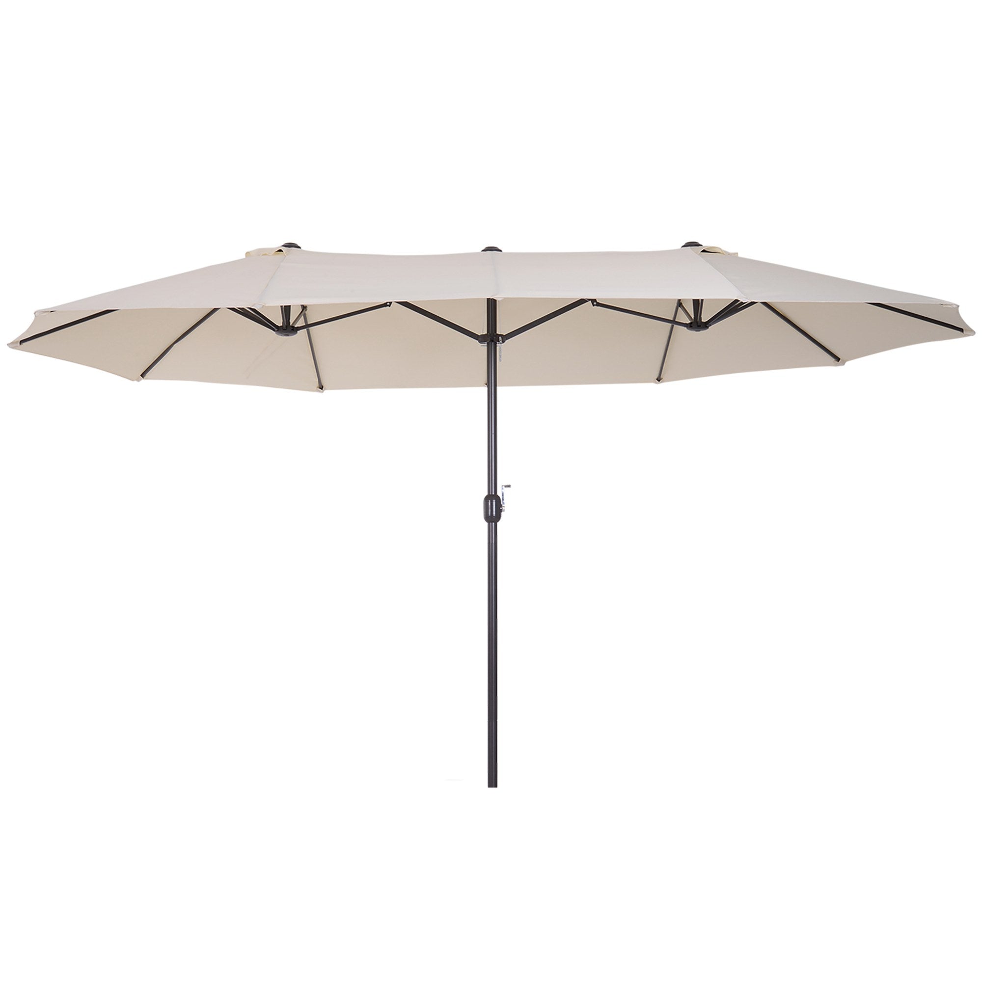 EASYCOMFORT Double Garden and Outdoor Parasol Umbrella in Fabric and Polyester, 4.55 x 2.4m, Beige
