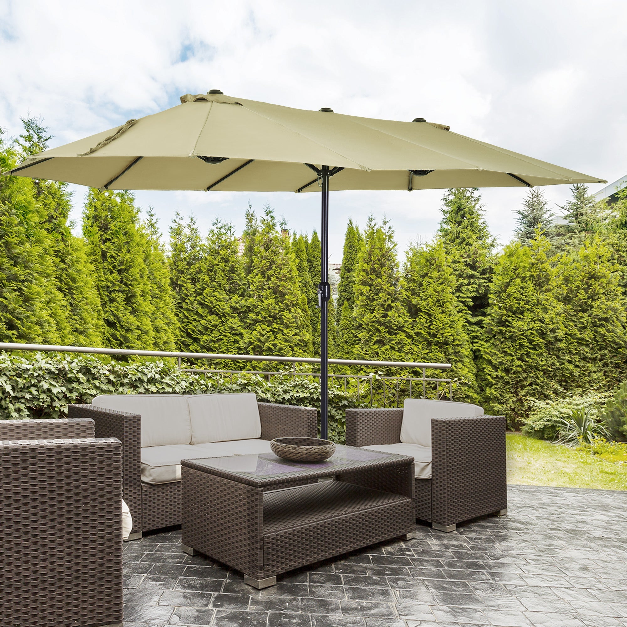EasyComfort dubbele tuinparasol 460x270 cm met zwengel