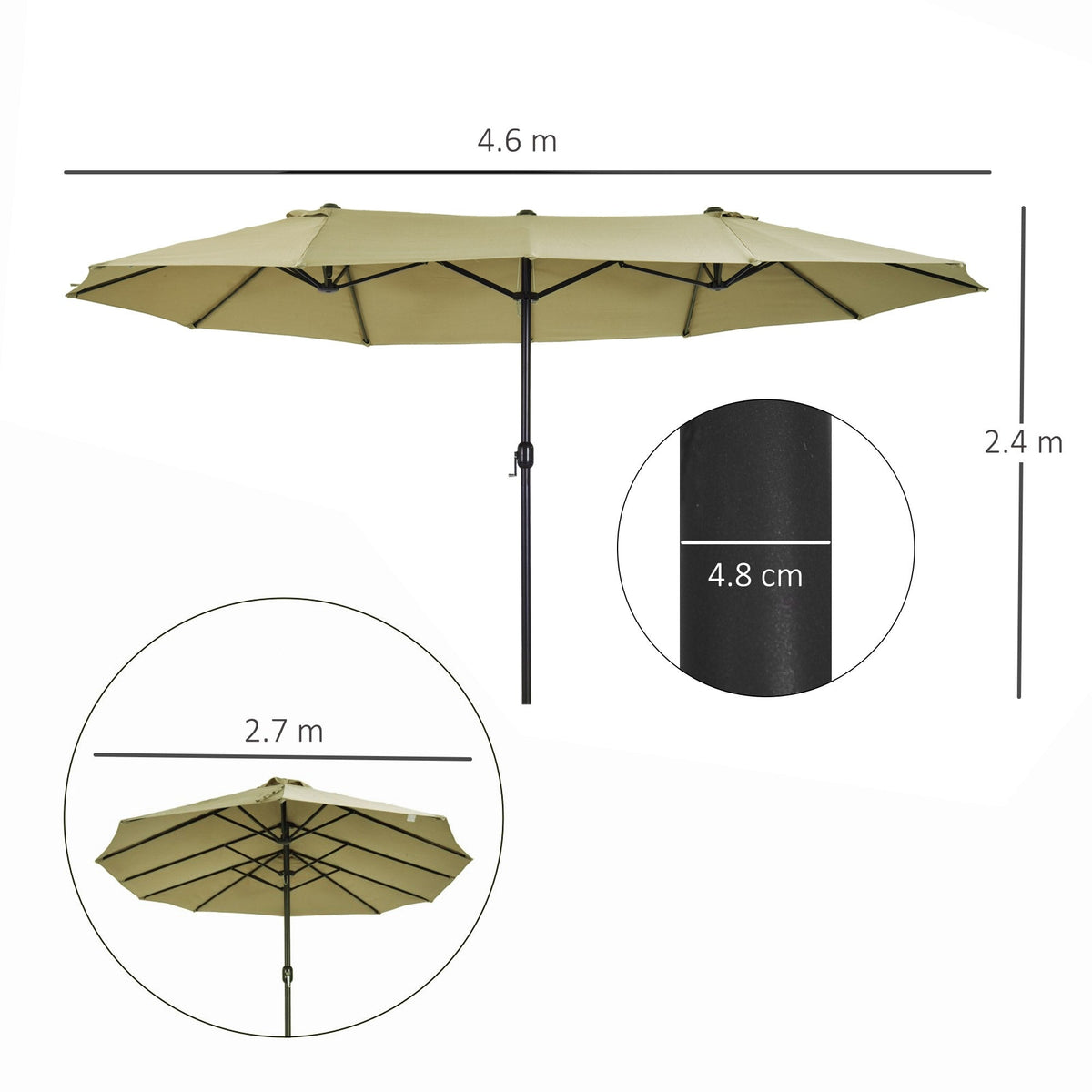 EasyComfort dubbele tuinparasol 460x270 cm met zwengel
