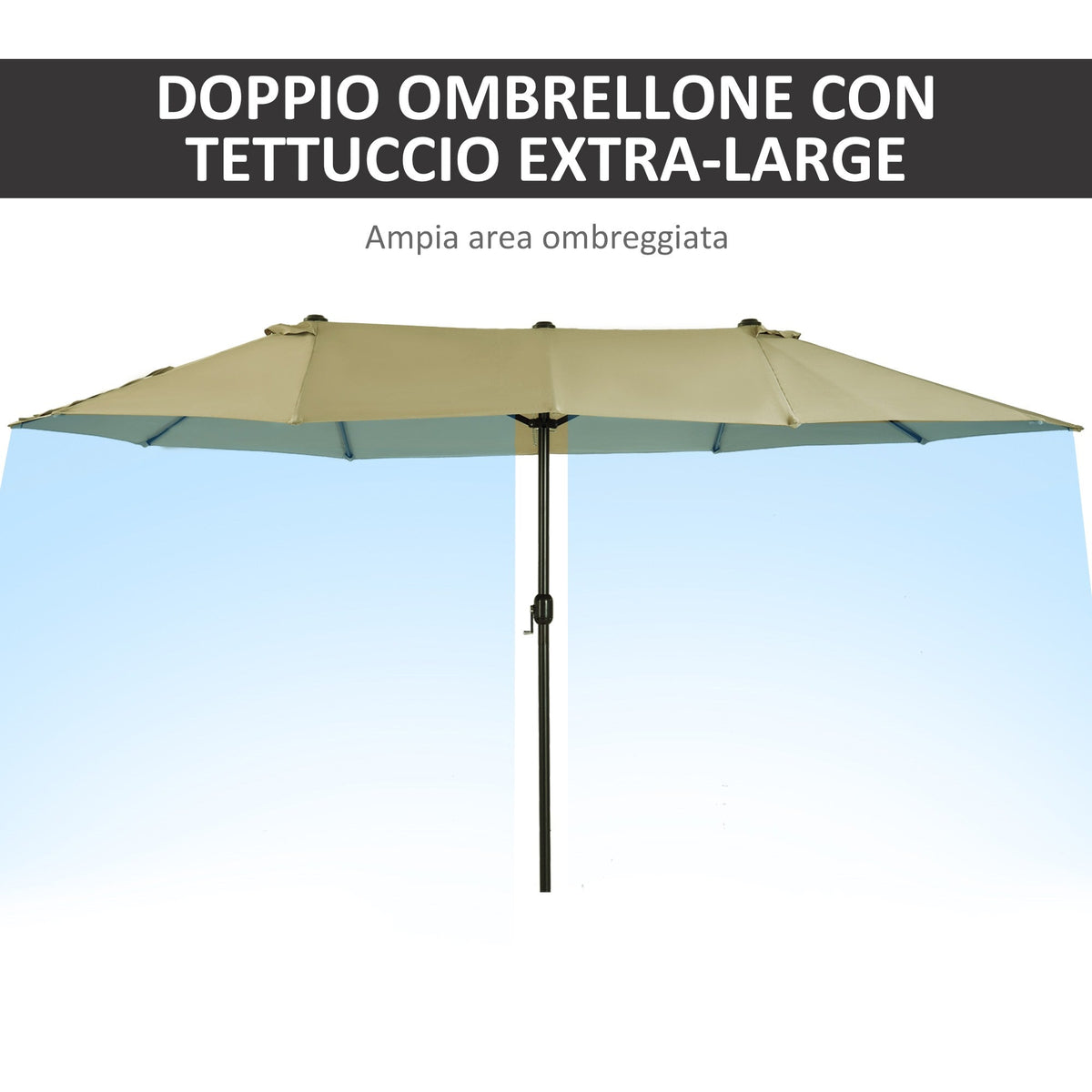 EasyComfort dubbele tuinparasol 460x270 cm met zwengel