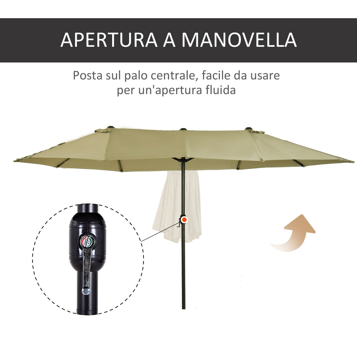 EasyComfort dubbele tuinparasol 460x270 cm met zwengel