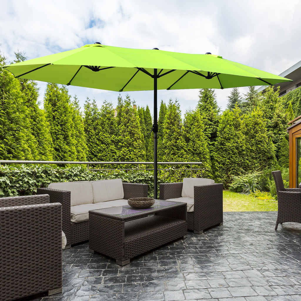 Easycomfort Ombrellone da Giardino Doppio with Apertura a Manovella, in Acciaio e Poliestere, 460x270x240 cm, Verde Chiaro
