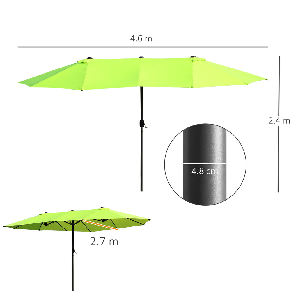 Easycomfort Ombrellone da Giardino Doppio with Apertura a Manovella, in Acciaio e Poliestere, 460x270x240 cm, Verde Chiaro