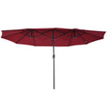EASYCOMFORT Double Garden Umbrella with Crank Opening, in Steel and Polyester, 460x270x240 cm, Red
