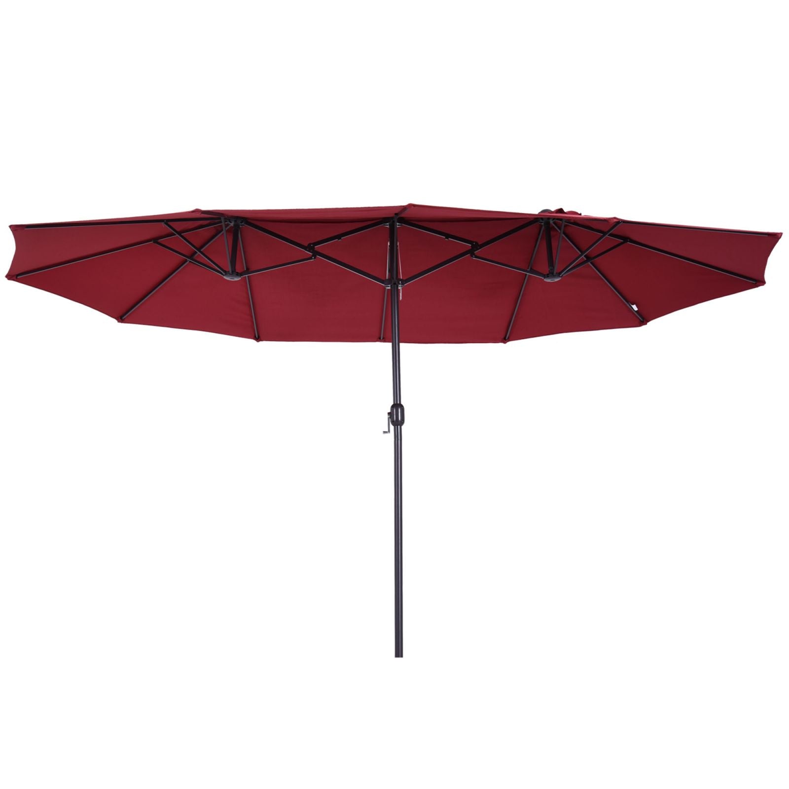 EASYCOMFORT Double Garden Umbrella with Crank Opening, in Steel and Polyester, 460x270x240 cm, Red