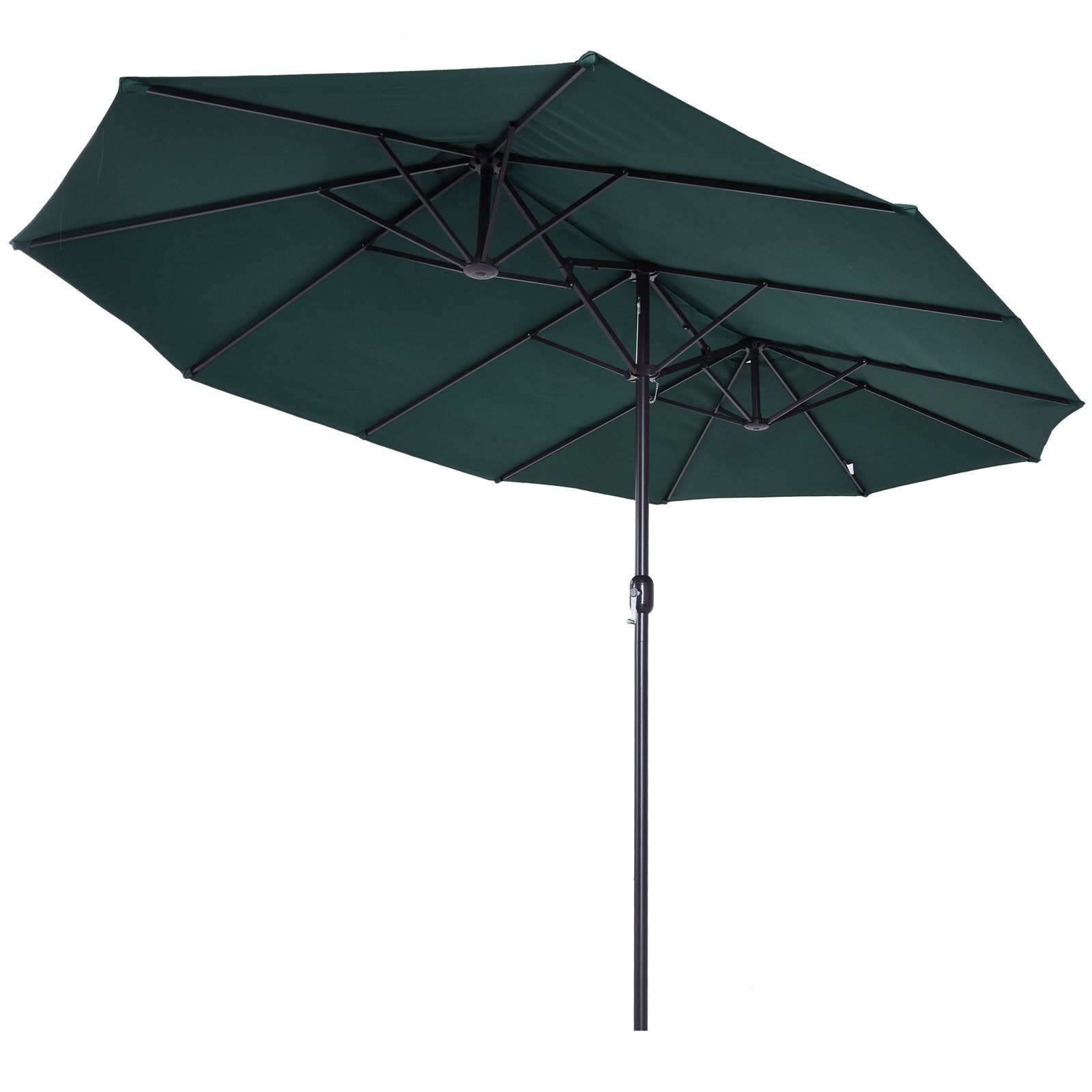 EASYCOMFORT Double Garden Umbrella with Crank Opening, in Steel and Polyester, 455x265x238cm, Dark Green