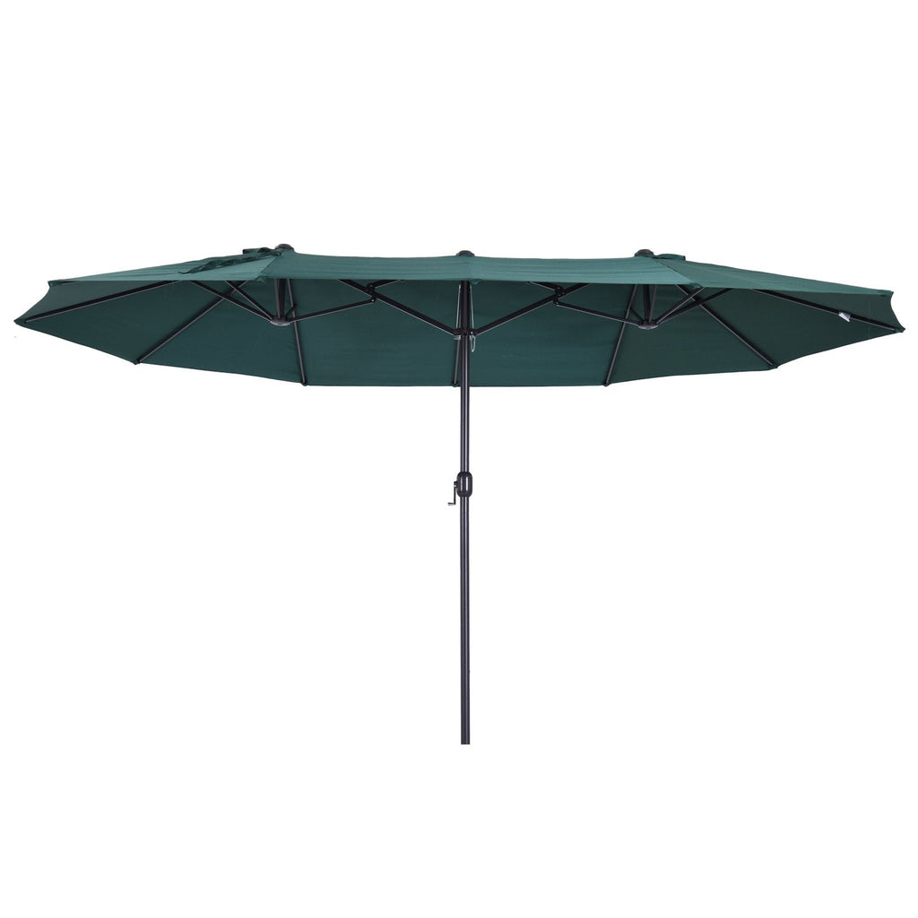 EASYCOMFORT Double Garden Umbrella with Crank Opening, in Steel and Polyester, 455x265x238cm, Dark Green