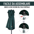 EASYCOMFORT Double Garden Umbrella with Crank Opening, in Steel and Polyester, 455x265x238cm, Dark Green