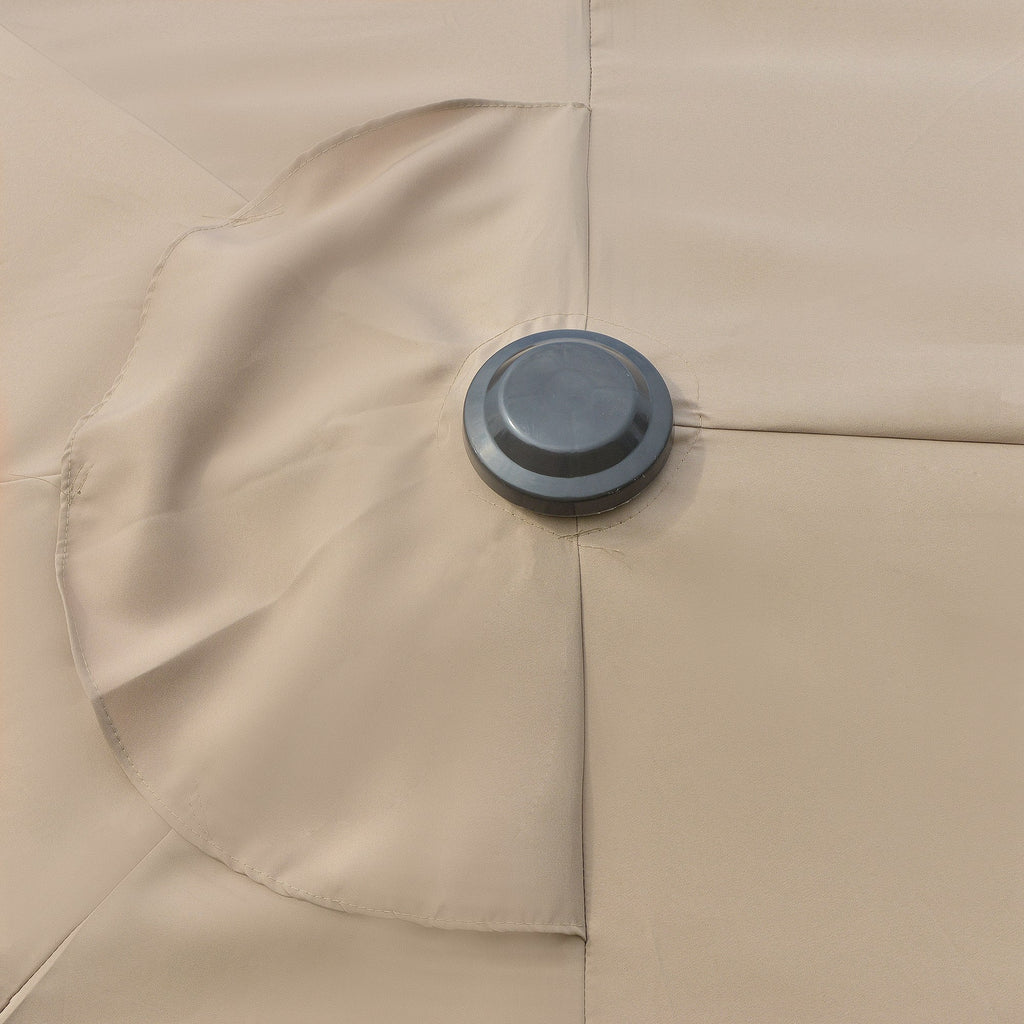 EASYCOMFORT Double Garden Umbrella 460x270cm Crank Opening, Cross Base and Ballast, Steel and Khaki Polyester
