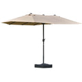 EASYCOMFORT Double Garden Umbrella 460x270cm Crank Opening, Cross Base and Ballast, Steel and Khaki Polyester