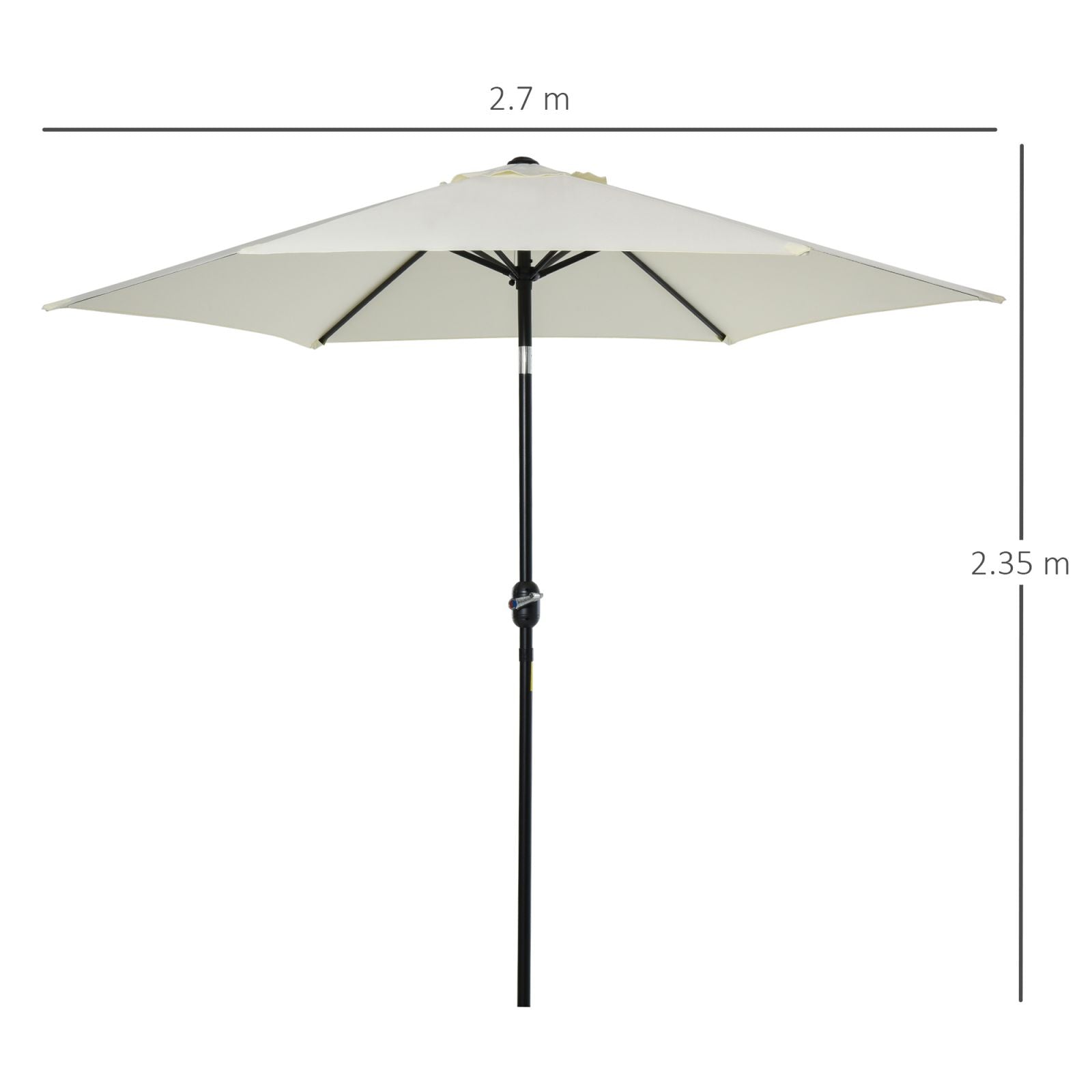 EASYCOMFORT Tilting Garden Umbrella Beach Aluminum and White Polyester Φ2.7×2.35m