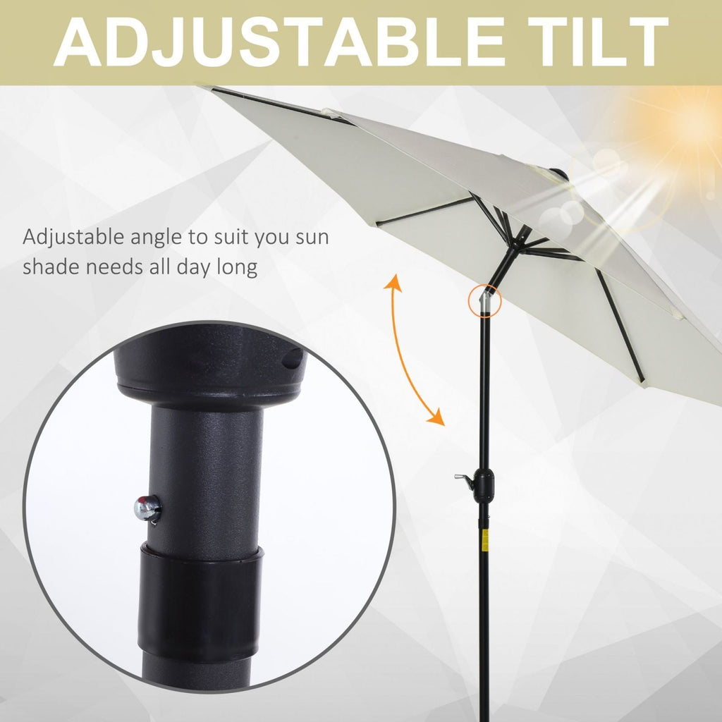 EASYCOMFORT Tilting Garden Umbrella Beach Aluminum and White Polyester Φ2.7×2.35m