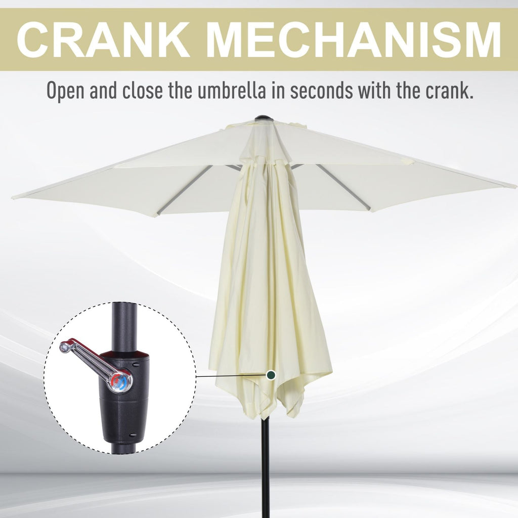 EASYCOMFORT Tilting Garden Umbrella Beach Aluminum and White Polyester Φ2.7×2.35m