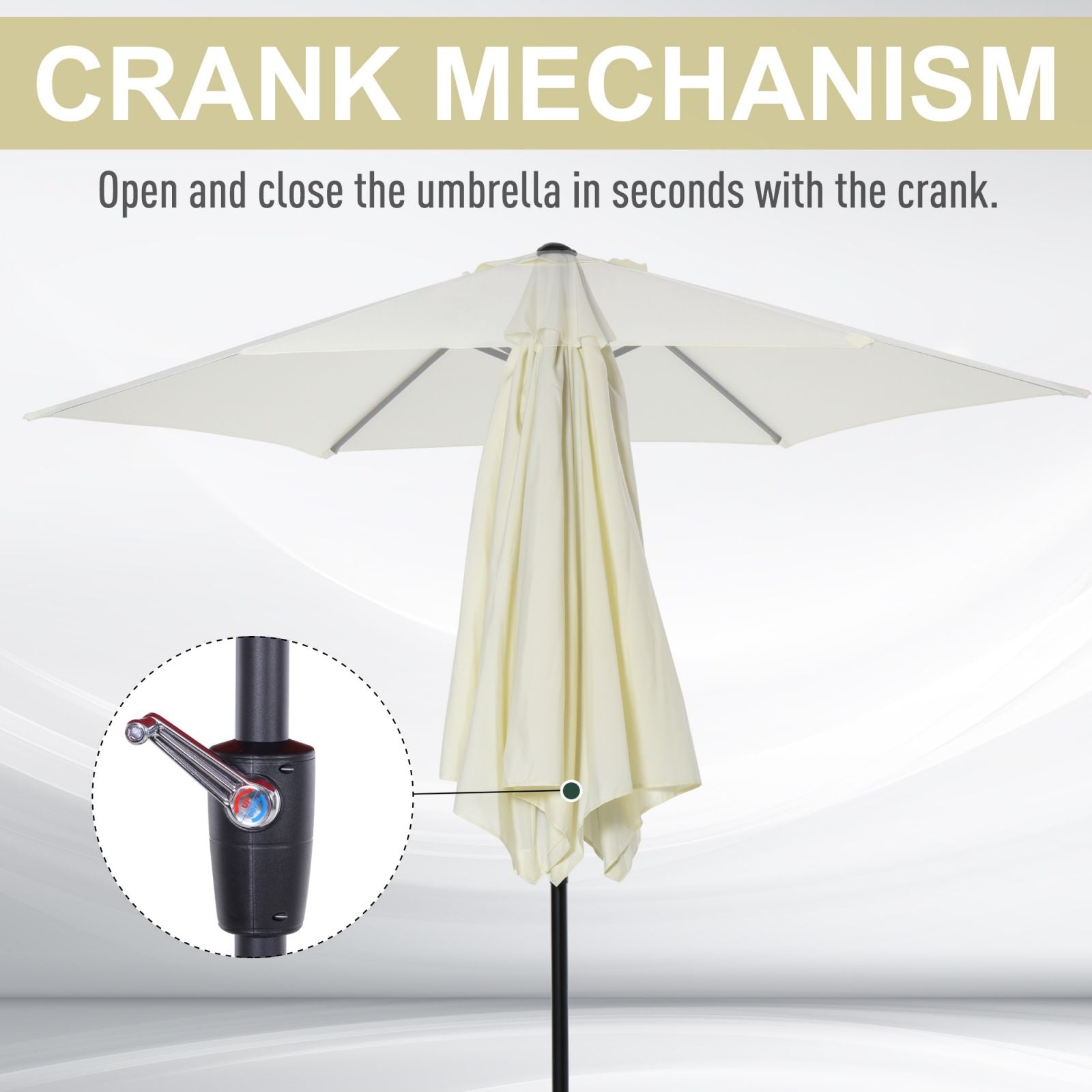 EASYCOMFORT Tilting Garden Umbrella Beach Aluminum and White Polyester Φ2.7×2.35m