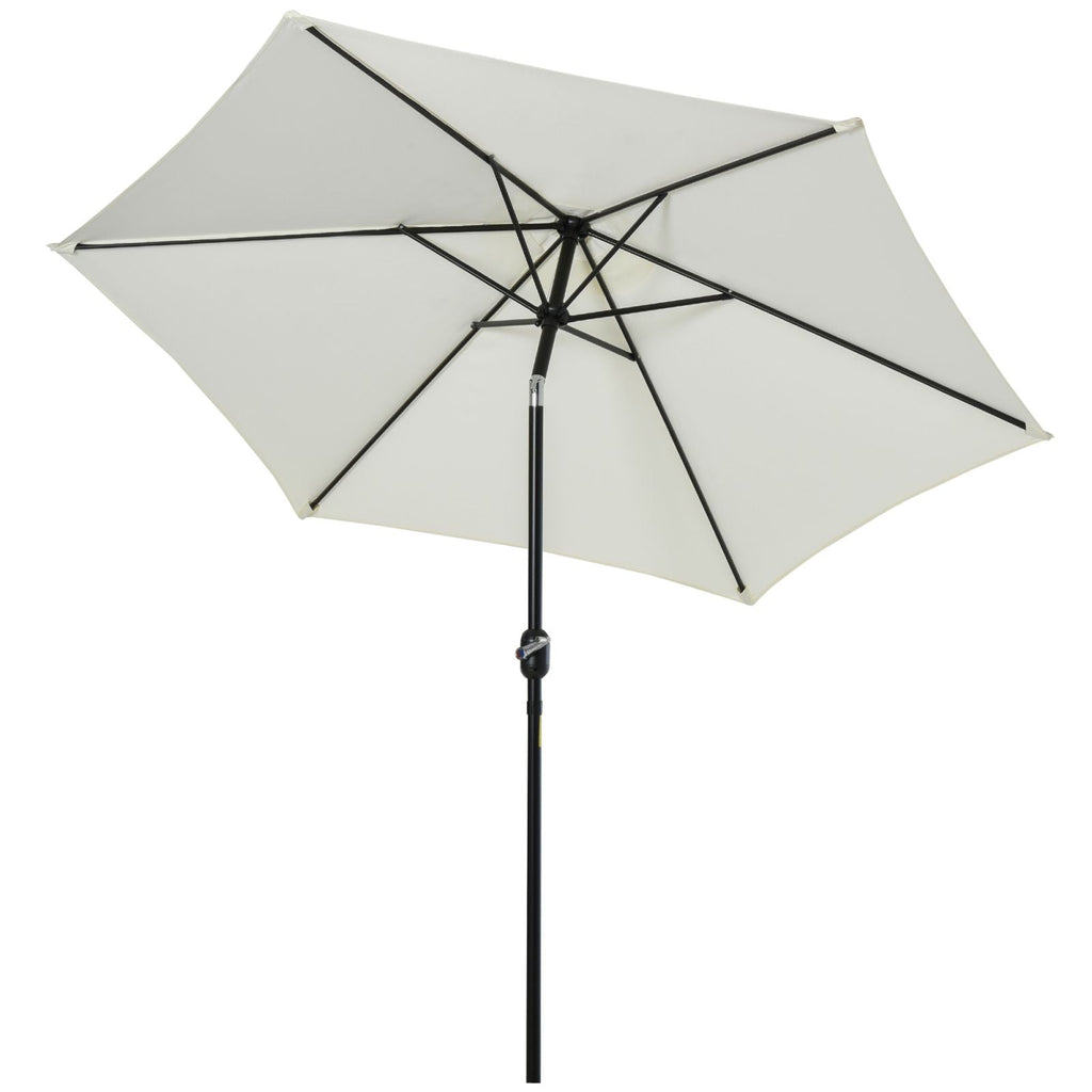 EASYCOMFORT Tilting Garden Umbrella Beach Aluminum and White Polyester Φ2.7×2.35m