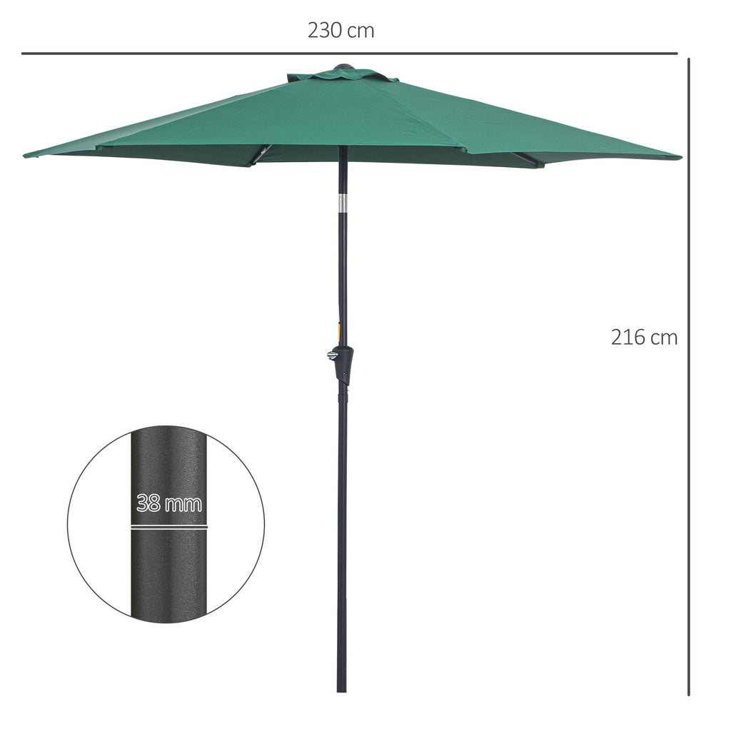 EASYCOMFORT Garden Umbrella 2.7x2.4 m with Tilting Head, in Aluminum and Polyester, Dark Green and Black