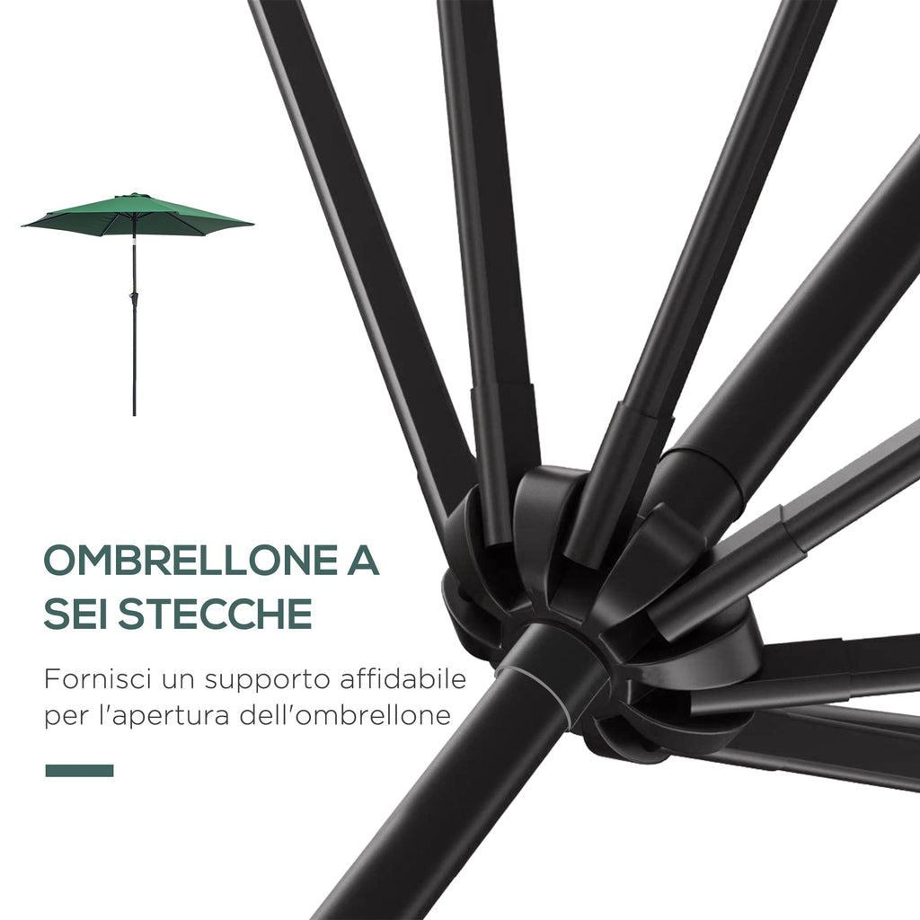 EASYCOMFORT Garden Umbrella 2.7x2.4 m with Tilting Head, in Aluminum and Polyester, Dark Green and Black