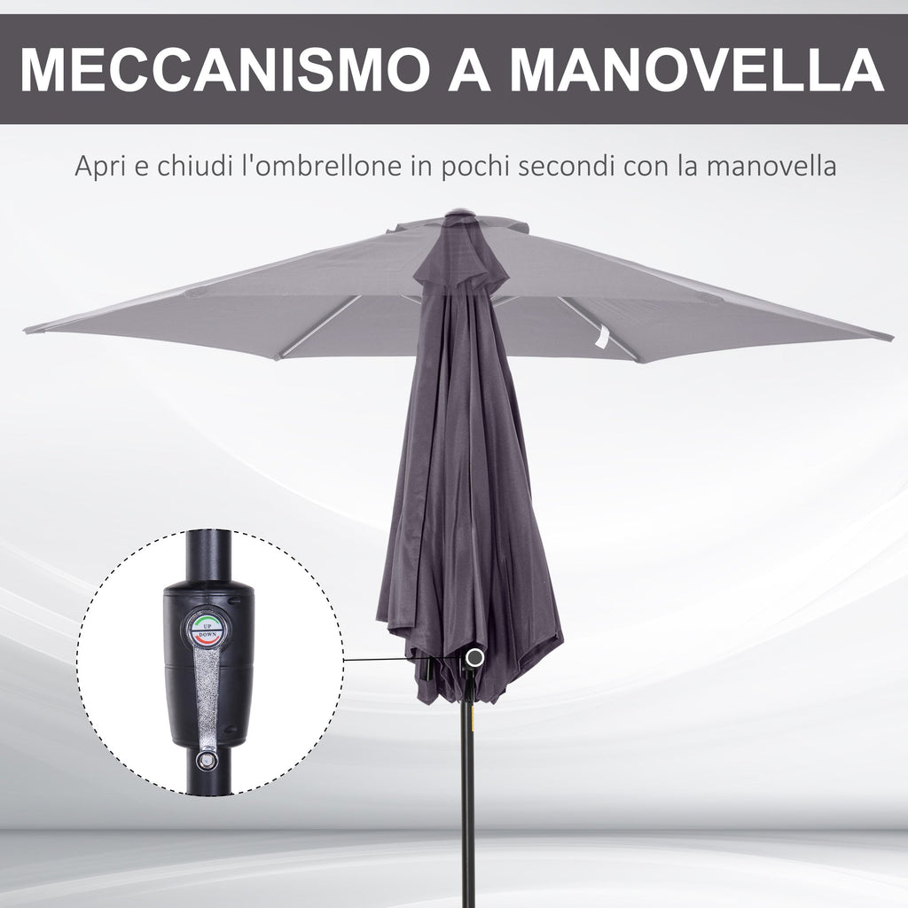 EASYCOMFORT Garden Umbrella 2.7x2.4 m Tilting with Crank, in Aluminum and Gray and Black Polyester
