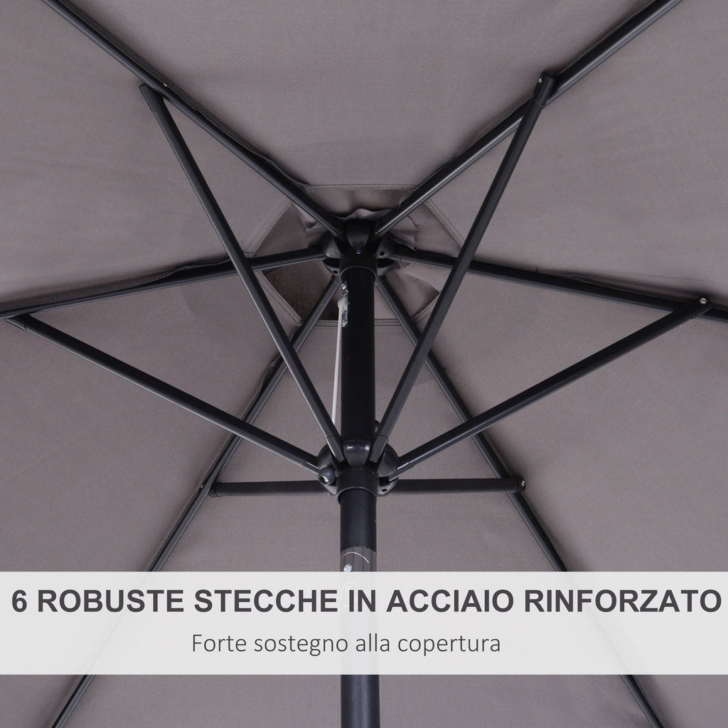 EASYCOMFORT Garden Umbrella 2.7x2.4 m Tilting with Crank, in Aluminum and Gray and Black Polyester