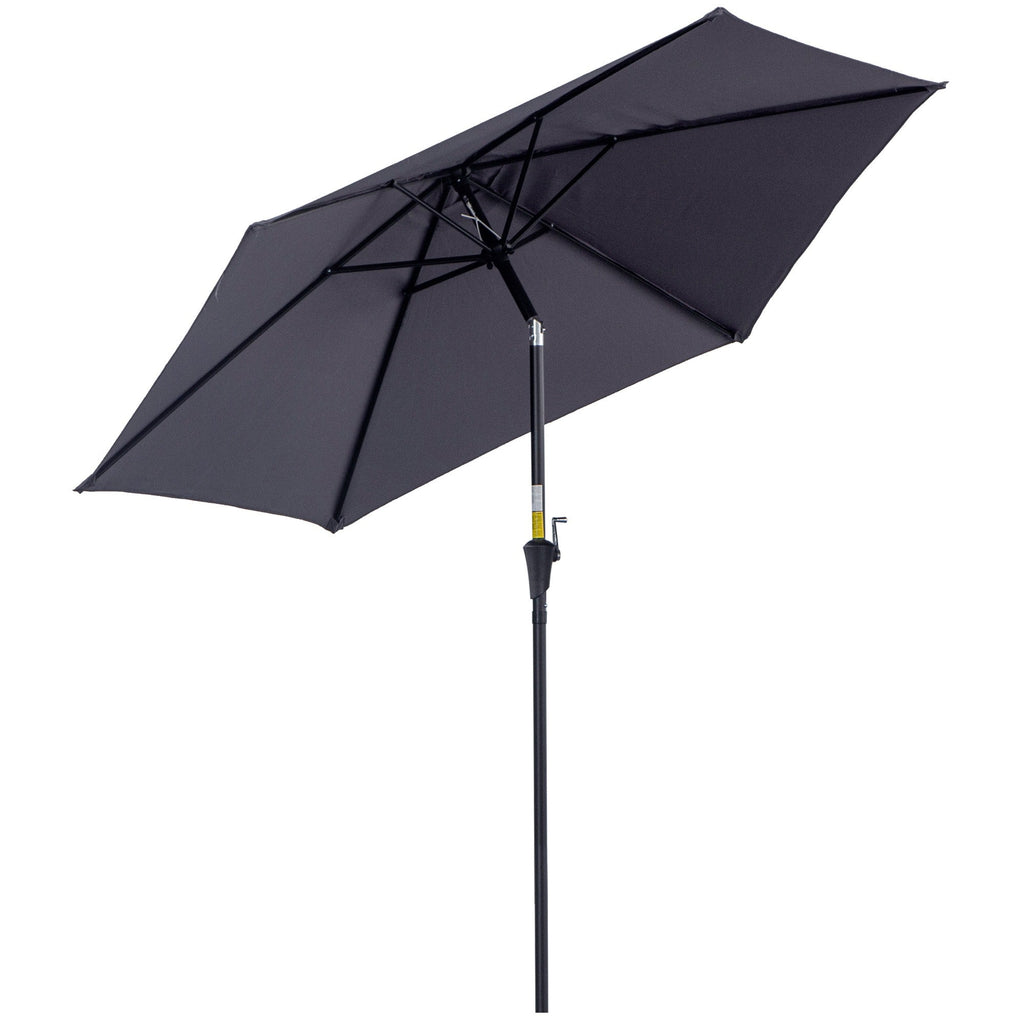 EASYCOMFORT Garden Umbrella 2.7x2.4 m Tilting with Crank, in Aluminum and Gray and Black Polyester
