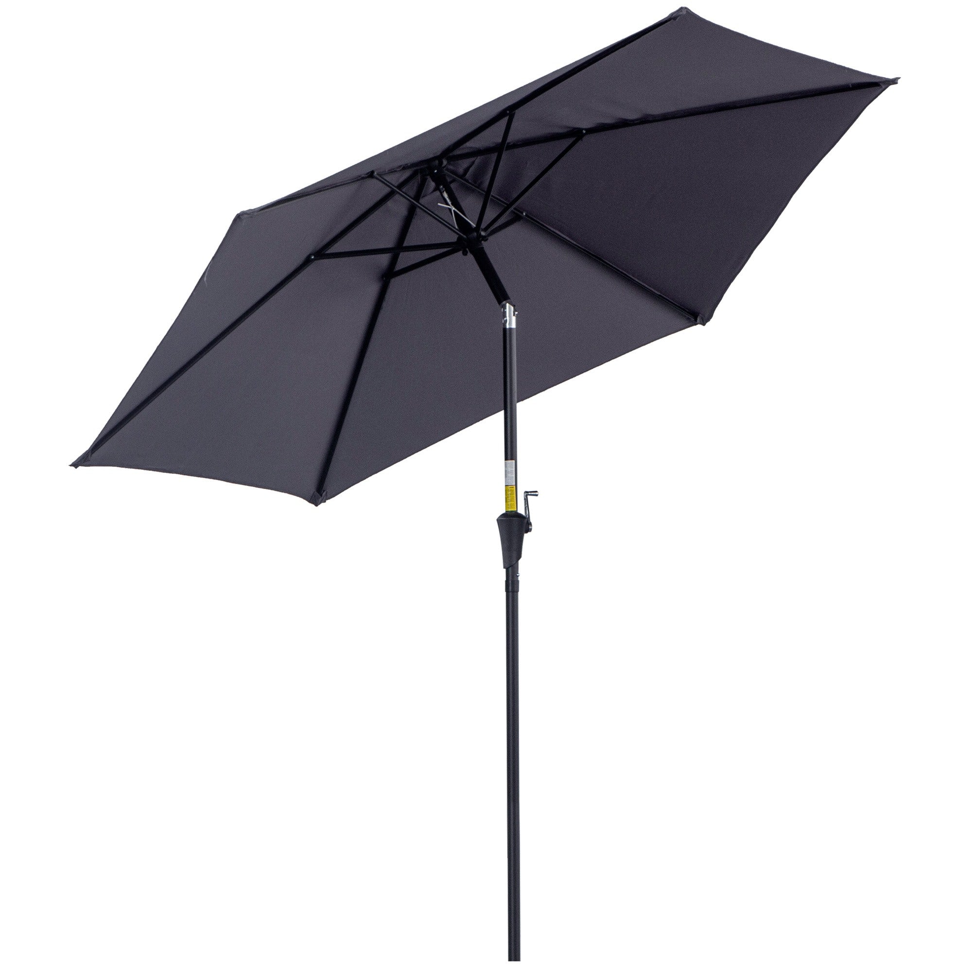 EASYCOMFORT Garden Umbrella 2.7x2.4 m Tilting with Crank, in Aluminum and Gray and Black Polyester