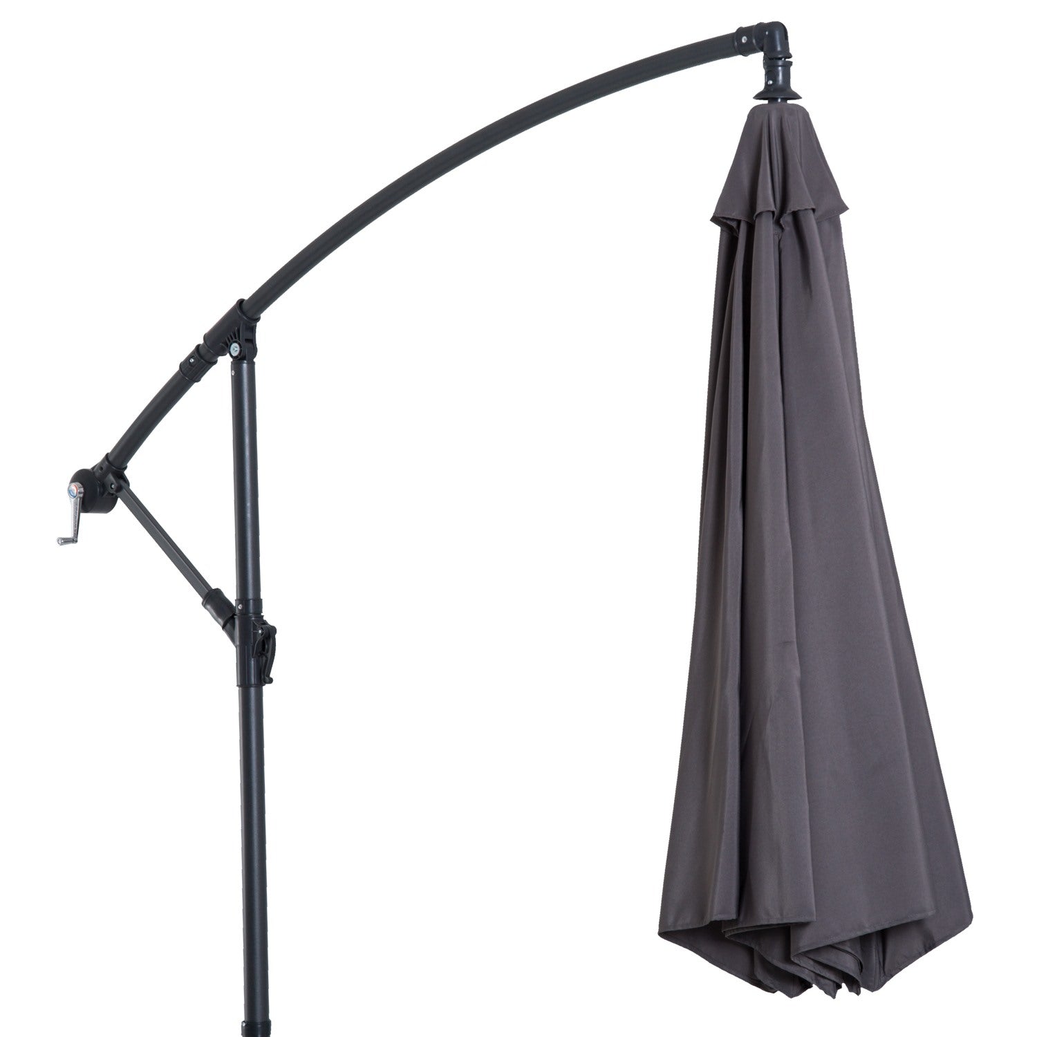Easycomfort Ombrellone da Esterni 3x2.5 m Decentrato with Manovella, Struttura in Acciaio e Poliestere Anti-UV, Grigio