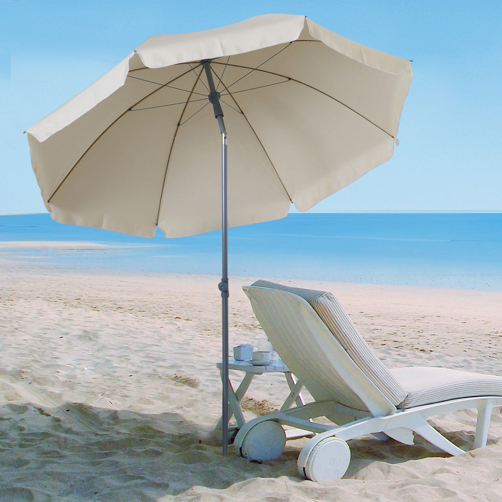 EASYCOMFORT Outdoor Umbrella 2x2.3 m Portable with Tilting Roof, in Metal and Polyester, Cream