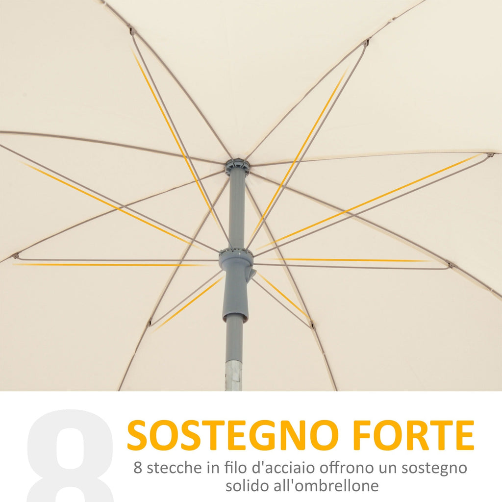 EASYCOMFORT Outdoor Umbrella 2x2.3 m Portable with Tilting Roof, in Metal and Polyester, Cream