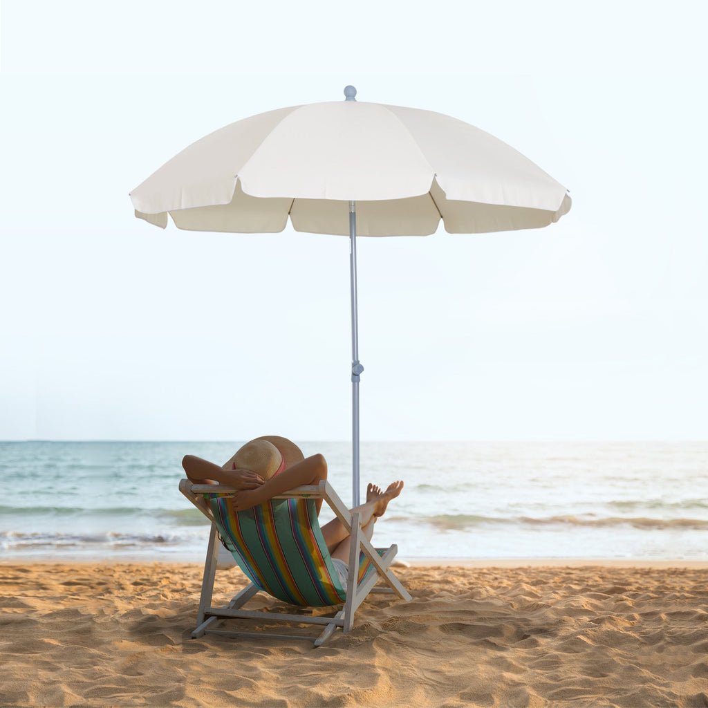 EASYCOMFORT Outdoor Umbrella 2x2.3 m Portable with Tilting Roof, in Metal and Polyester, Cream