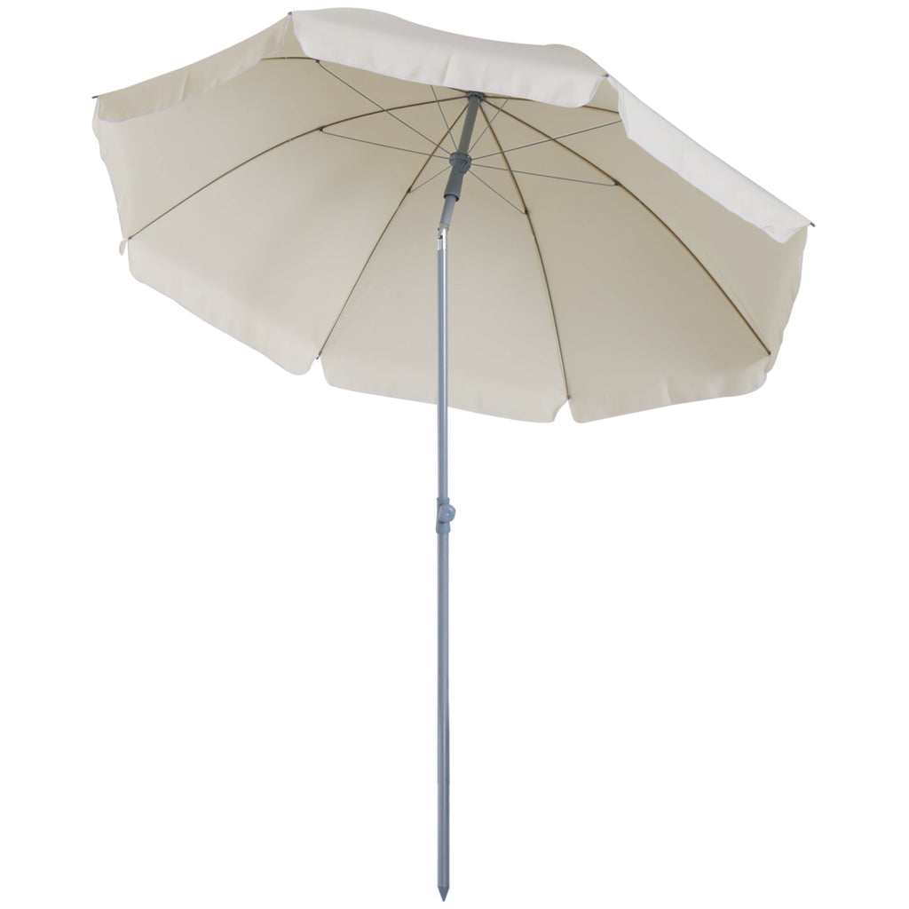 EASYCOMFORT Outdoor Umbrella 2x2.3 m Portable with Tilting Roof, in Metal and Polyester, Cream