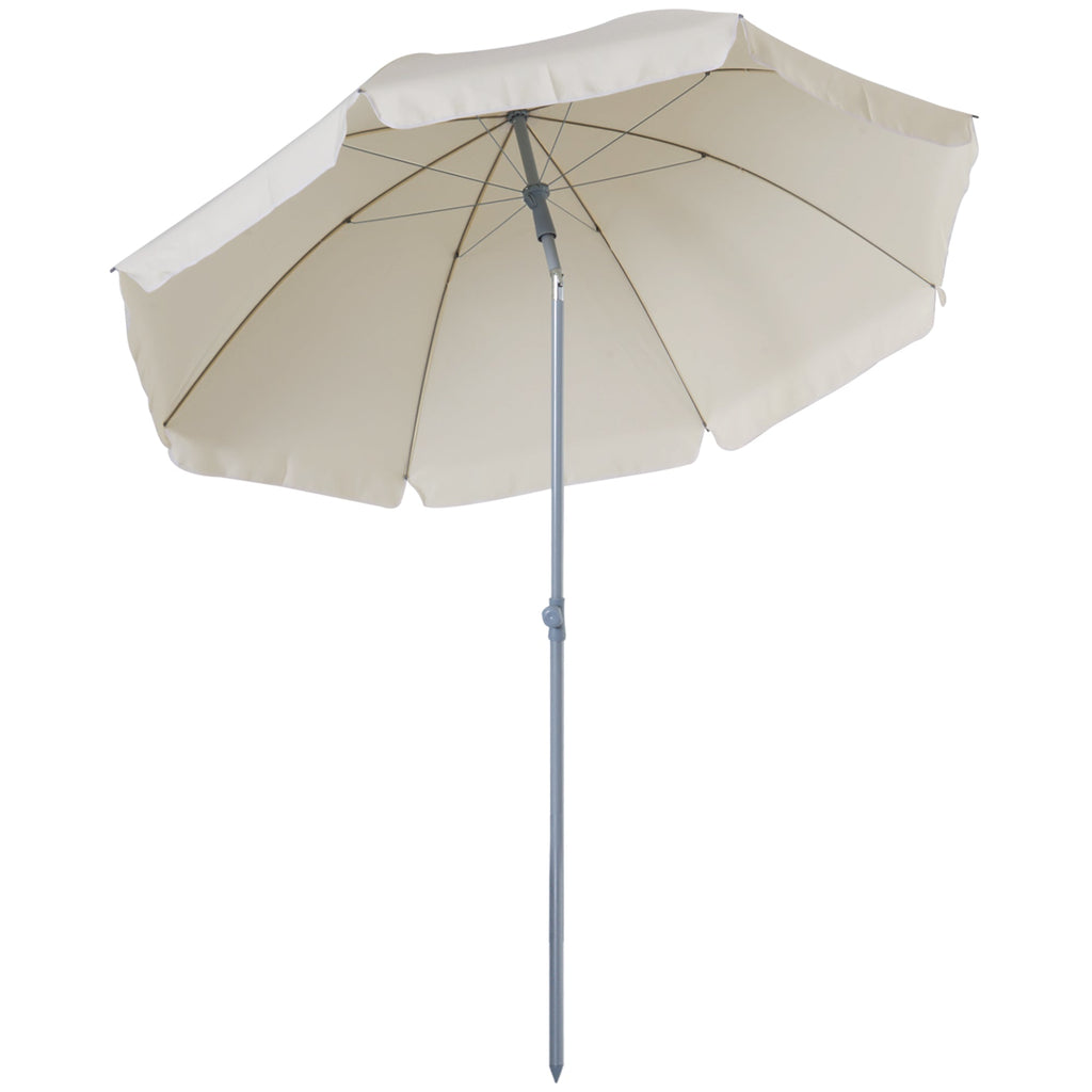 EASYCOMFORT Outdoor Umbrella 2x2.3 m Portable with Tilting Roof, in Metal and Polyester, Cream